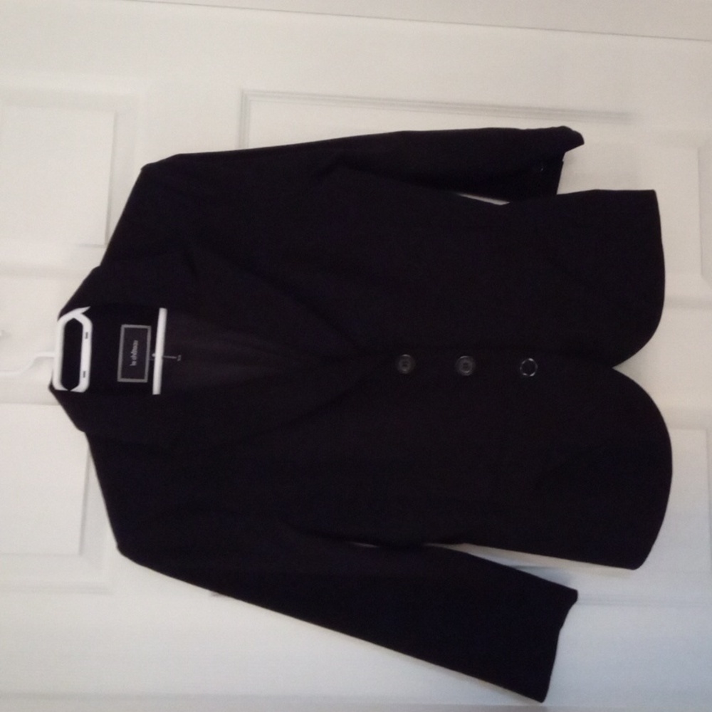 Original Le Chateau Women's Front Pleat Detail 3/4 Sleeve Black Blazer Medium